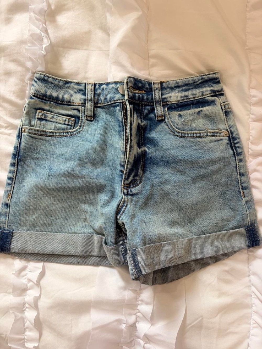 Altar'd State Light Blue Rolled Cuff Denim Shorts